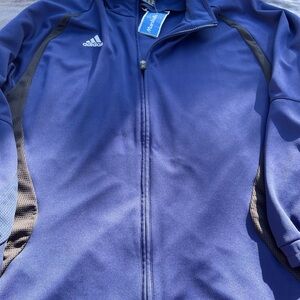 NWT Adidas Black and Blue Clima Cool Full Zip Jacket in Size Large